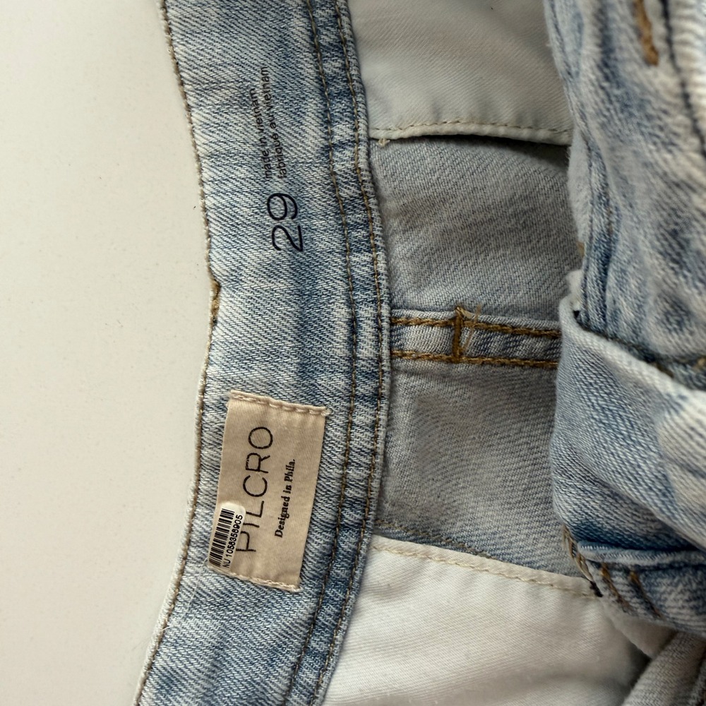 Anthropologie Pilcro Pleated Palazzo Mid Rise Super Wide Leg Light Wash Jeans 29 - Picture 8 of 10